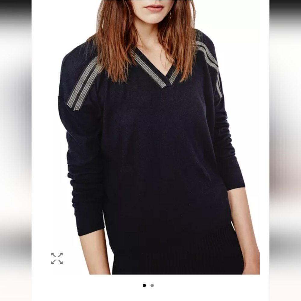 Maje Mauricete Black Silk Blend Sweater, Size L (3 France)
